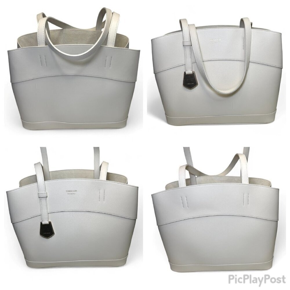 SALVATORE FERRAGAMO Charming Small Leather Tote, Mascarpone, NWT - Picture 14 of 16